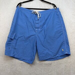 Polo Ralph Lauren‎ Swim Trunks Men's XXL Blue Pony Logo Mesh Lined Board Shorts